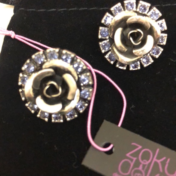 Ant.Silver Rose with Tanzanite or Multi Crystals - Picture 3 of 5